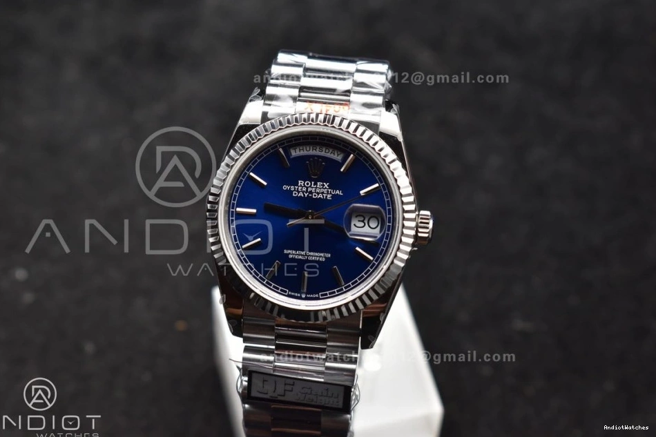 vr3255 DayDate SS V5 Blue Bracelet 36 Best Edition on (Gain Steel 904L Dial President Weight) QF Packable 672 1211